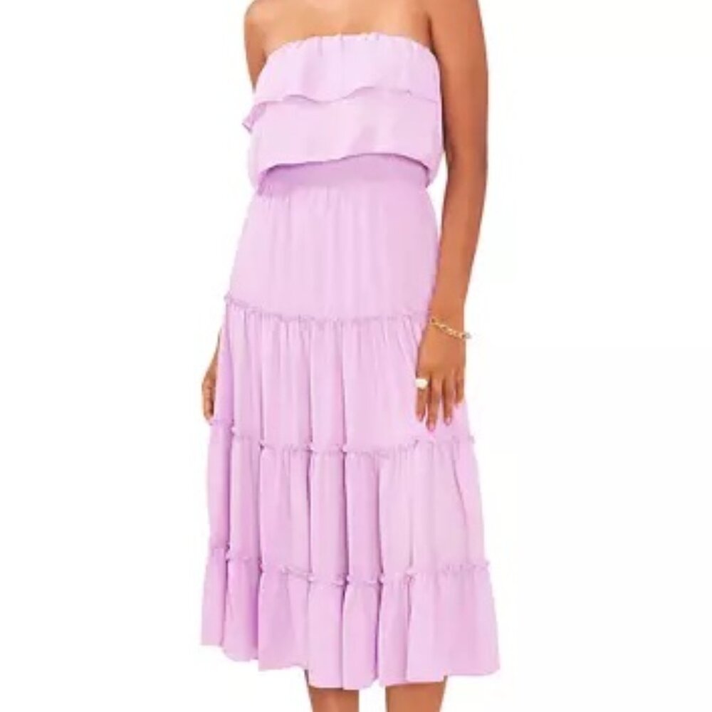 1.State Strapless Ruffle Tiered Dress SZ Small in Violet